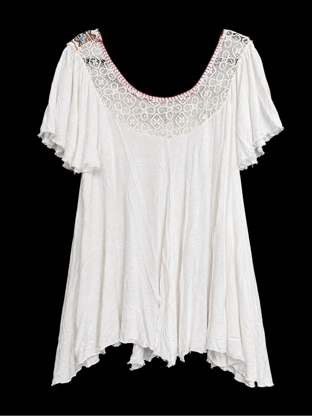 Free People White Boho Embroidered Tunic Top - Picture 2 of 3